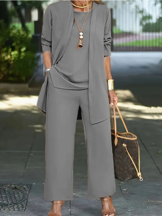 🧥Elegantni ženski komplet iz treh delov s širokim krojem🍂