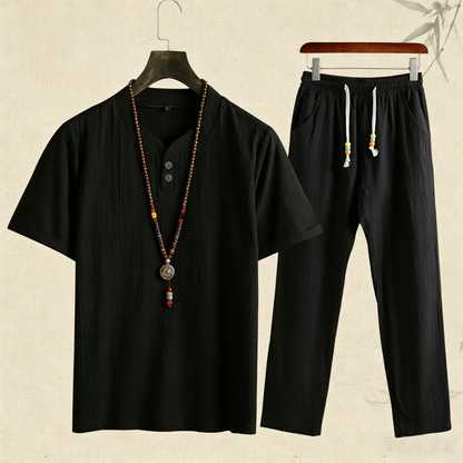 🔥【M-5XL】【Košile + kalhoty】Nový pánský ležérní dvoudílný set, volný střih✅Platba na dobírku