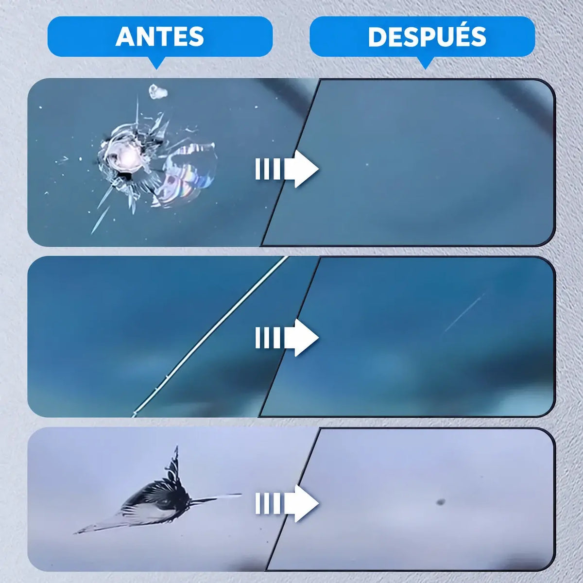 🚗【Kit de 3 piezas】Resina reparadora de parabrisas para pequeñas grietas e impactos en el cristal