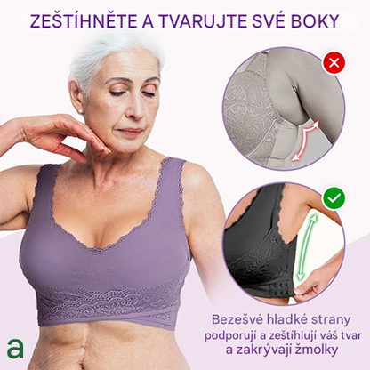 👩‍⚕️【S-6XL】Dámská podprsenka s bočními háčky, plus size, krajkový lem, bez kostic 4247300