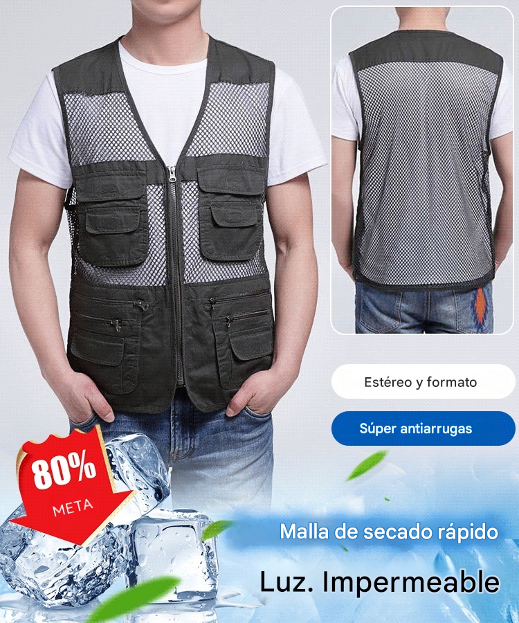 🦺Chaleco sencillo y funcional con múltiples bolsillos 🔥【XL-4XL】