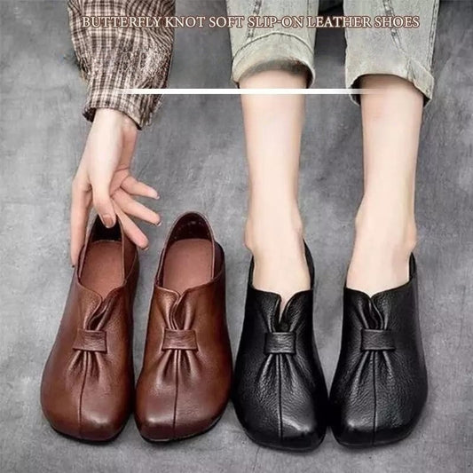 👡【35-42】Nové boty nazouvací s měkkou podrážkou a mašlí, vysoce kvalitní hovězí kůže, jednoduché a elegantní 4249184