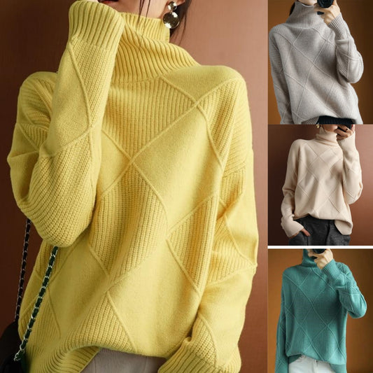 Laza, magas gallér kasmír kardigán pulóver