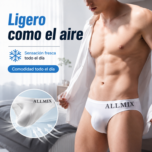 【Paquete de 5】 【M-2XL】Nuevos calzoncillos de seda helada sin costuras de tiro bajo para hombre-【50-90kg】