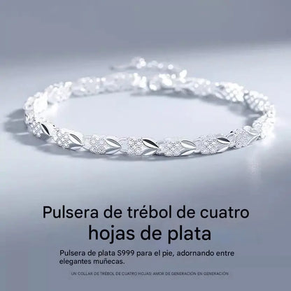 【Compre 1 y obtenga 1 gratis】Love New Fashion Pulsera de plata 925 con un trébol de cuatro hojas para mujer