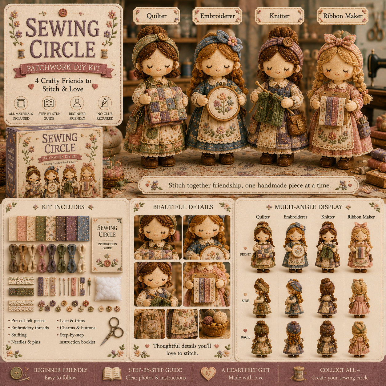 🎁Último día: ¡Disfruta de un 49% de descuento! 🧵 Kit de patchwork para armar en miniatura de la serie Mundo en miniatura.