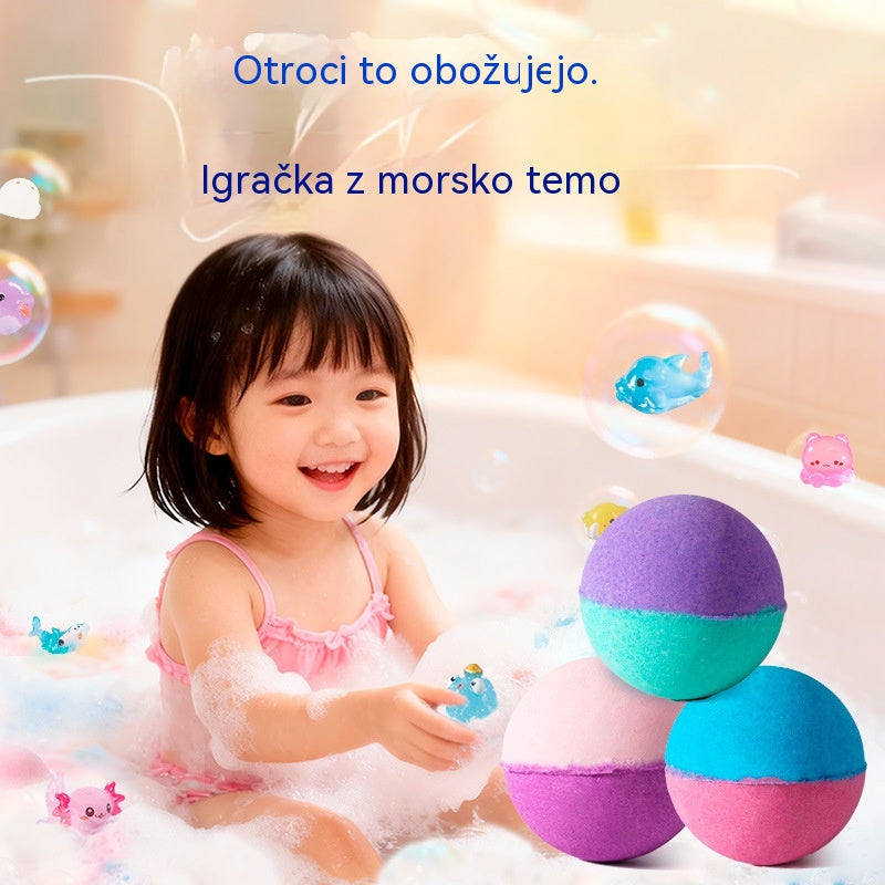 🛀💕12 kosov kroglic kopalne soli v obliki morskih živali (50 g/kroglica) za otroke.