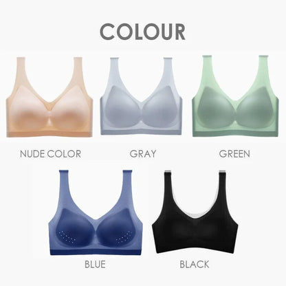 💕【5 piezas】🔥【40-115 kg】Nuevo sujetador de seda helada sin costuras para mujer con push-up y soporte lateral_4247213
