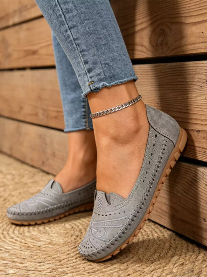 【36-43】Retro stil perforiranih balerink za prosti čas｜Mehak podplat, udobje za vsak dan｜Brez obutve, večje številke