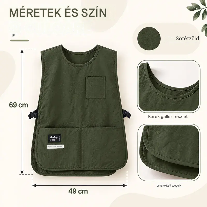 👩‍🍳✨ Vízálló és foltálló mellénykötény – tökéletes főzéshez, kézimunkához és kertészkedéshez, kényelmes állítással 🛡️