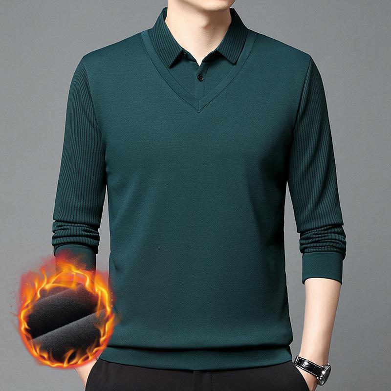 👔【M–4XL】Moški dvodelni komplet puloverja iz materiala, podobnega ženilji – z žametno podlogo, odebeljen in topel