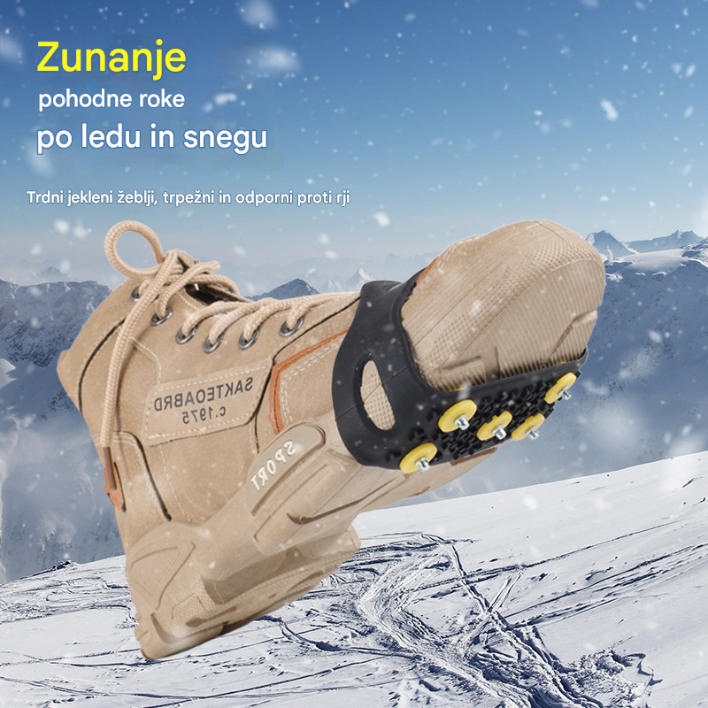 👴🚶🏔️Nevidne 5-zobe protizdrsne zanke za dereze, dereze za uporabo na prostem, primerne za pohodništvo po snegu, alpinizem, plezanje in zimske ledene površine.