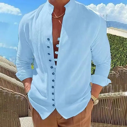👔 50% de descuento🔥【40-100 kg】Camisa de hombre de algodón y lino, tallas grandes ✅️Pago contra entrega