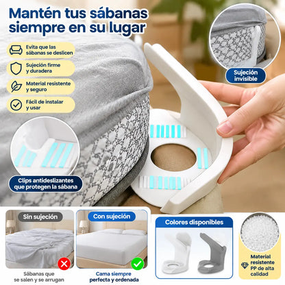 [4piezas]🧵🏠Sujetadores Invisibles para Sábanas – Sin Agujas, Antideslizantes y Fáciles de Usar