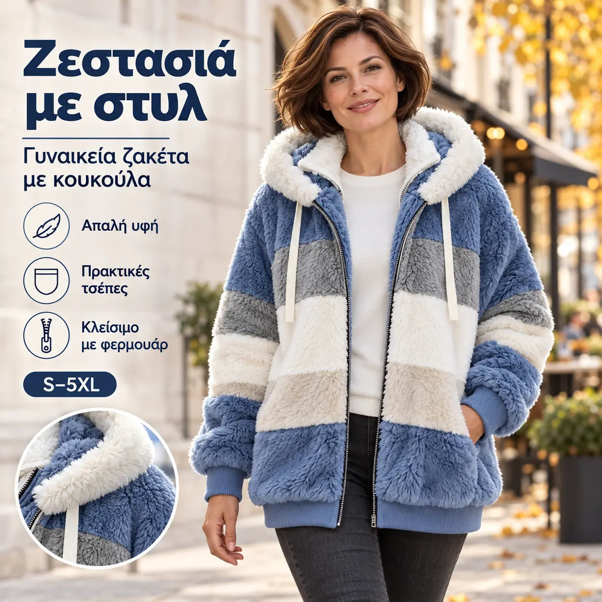 🔥 Τελευταία μέρα – έκπτωση 50% ❄️【S–5XL】Νέο γυναικείο ζεστό παλτό 2026, με ενισχυμένη βελούδινη επένδυση και σχέδιο με χρωματικές αντιθέσεις ✅ Πληρωμή με αντικαταβολή