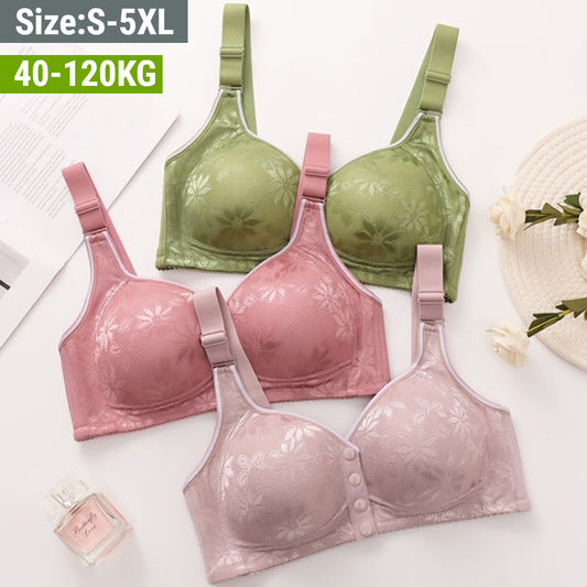 😍【Paket 3 kosov】Ženski modrčki, zapenjanje spredaj 【40–120 kg】❤️Udoben antibakterijski naravni bombaž