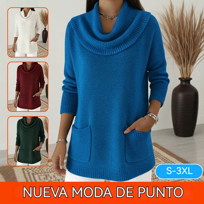 🧶🔥 Nuevo suéter de mujer de un solo color con bolsillo para otoño e invierno - ¡REBAJAS!_4214838