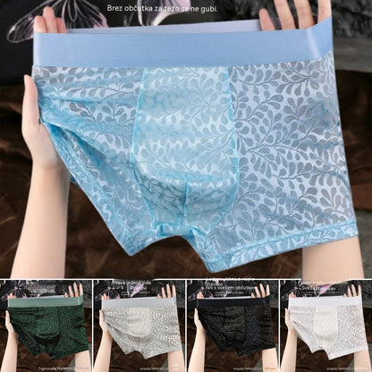 【L-4XL】Moško mrežasto spodnje perilo iz ledene svile, večje velikosti, zračno.
