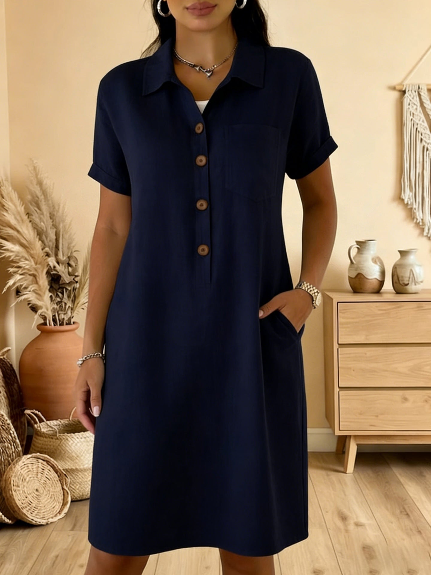 ⏳ Oferta por tiempo limitado! ⏰🍋 【S-3XL】Vestido de algodón para mujer con bolsillos