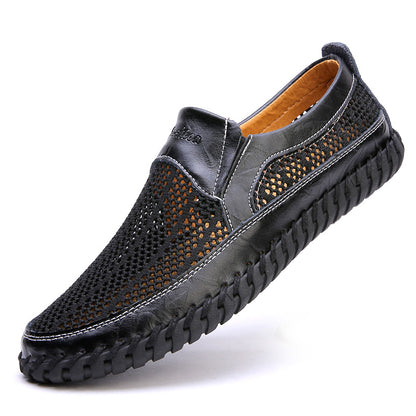 【38-48】👞Novi moški mrežasti usnjeni čevlji za pomlad in poletje - velika velikost - pravo goveje usnje, odporni na znoj in vonjave, zračni in udobni