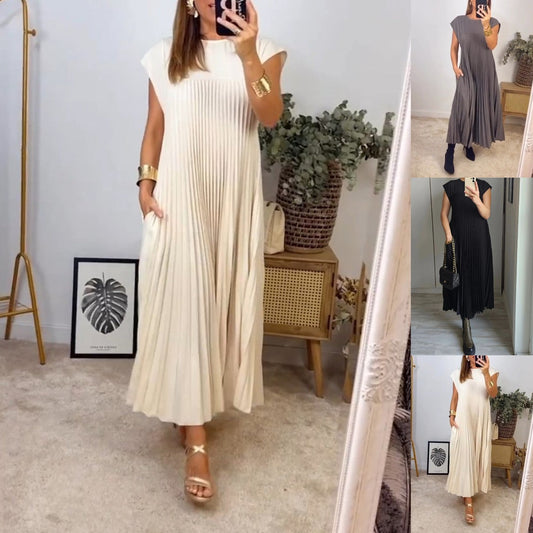 🔥❤️【S-3XL】Plisirana obleka brez rokavov v enobarvnih barvah