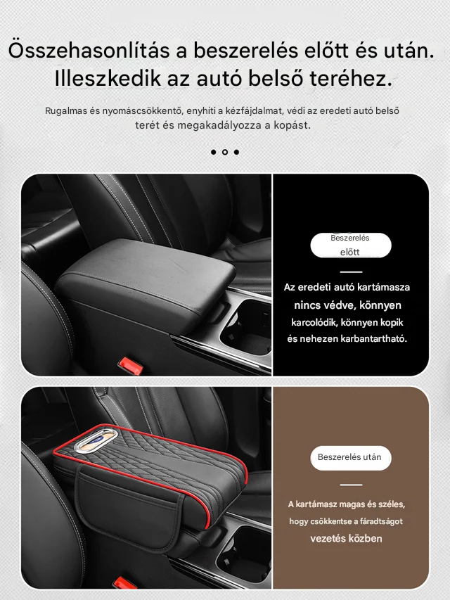🚗Három az egyben multifunkcionális bőr autós kartámasz doboz