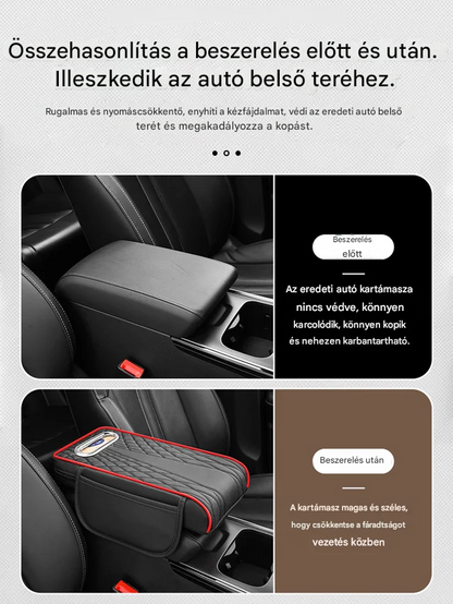🚗Három az egyben multifunkcionális bőr autós kartámasz doboz