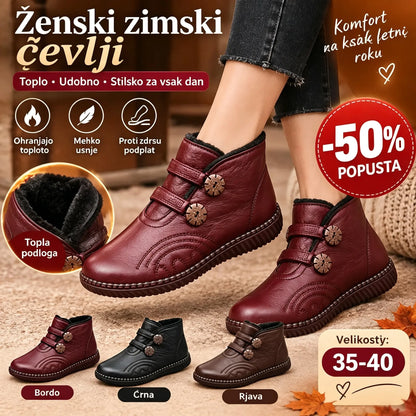 🔥👢【35-40】Ženski škornji iz pravega usnja z nedrsečim podplatom, primerni za jesen in zimo, ročno izdelani v Italiji.