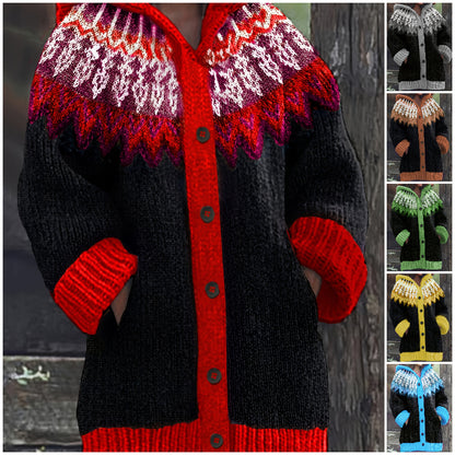 【S~5XL】✨Elegantna šarena jakna s kapuljačom i retro printom