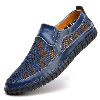 【38-48】👞Novi moški mrežasti usnjeni čevlji za pomlad in poletje - velika velikost - pravo goveje usnje, odporni na znoj in vonjave, zračni in udobni