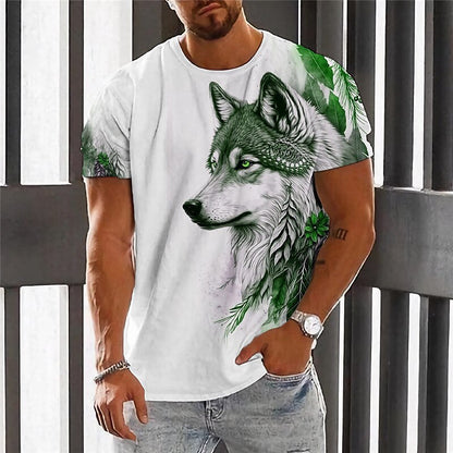 🔥【2XS-6XL】👕 Nova moška bombažna majica z motivom volka