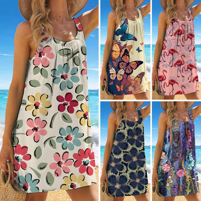 🎁【Sleva 50 %】✨🌊【S-5XL】Módní letní šaty s květinovým potiskem a ramínky