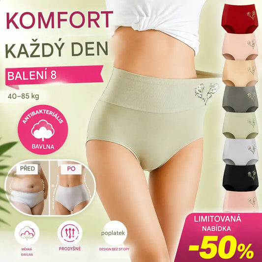 🔥【balení 8 kusů】[40-85 kg]💟Antibakteriální bavlněné kalhotky, které nezanechávají skvrny