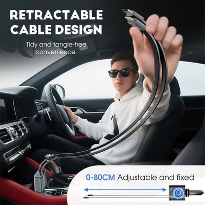 ⚡✨ Cargador de coche ultrarrápido: dos puertos USB-C retráctiles con luz ambiental Starlight y protección de seguridad inteligente 🚗💫 4223456