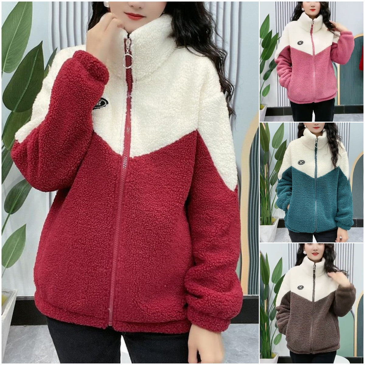 🔥🐏【M-4XL】Zimowa kurtka polarowa, wzmocniona kurtka z bawełny jagnięcej, ciepła kurtka