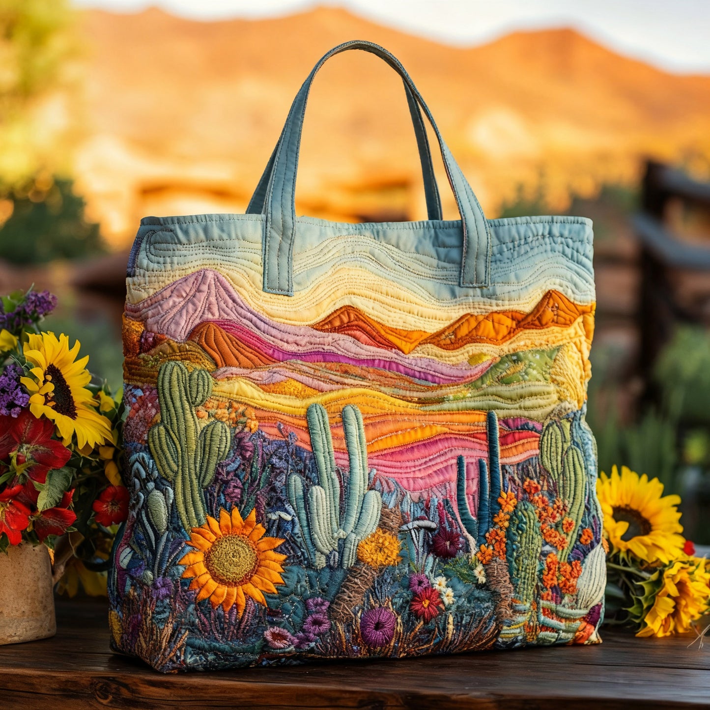 🔥👜Egyedi virágmintás kézitáska(43 cm széles, 40 cm magas)