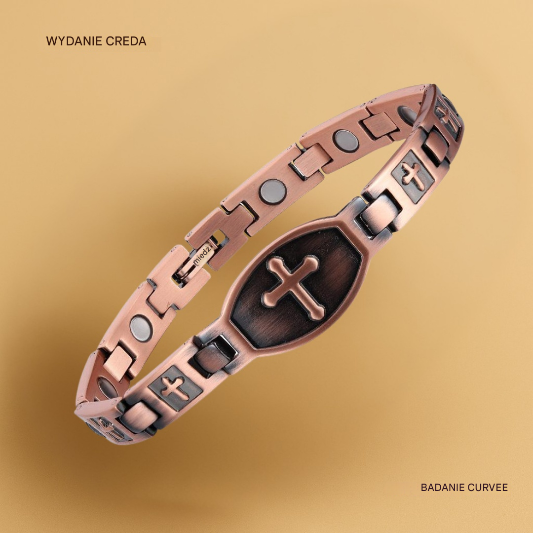 🎁💙 Męska miedziana bransoletka z krzyżem 4218152