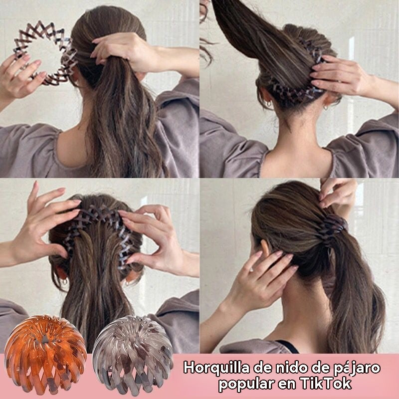 【7 piezas】🎀 Nuevas pinzas para el cabello con forma de nido de pájaro: sujetan firmemente colas de caballo altas y moños elegantes, revitalizando instantáneamente tu apariencia._4236293