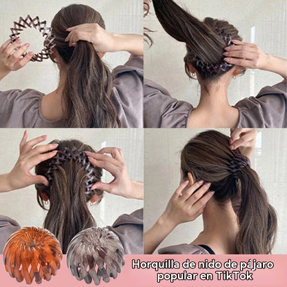 【7 piezas】🎀 Nuevas pinzas para el cabello con forma de nido de pájaro: sujetan firmemente colas de caballo altas y moños elegantes, revitalizando instantáneamente tu apariencia._4236293