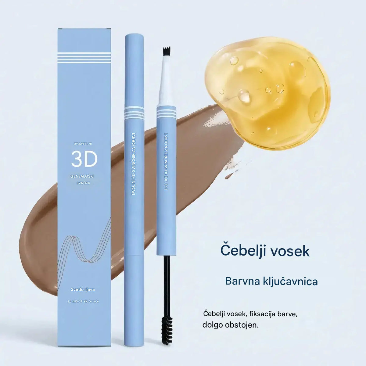 ✨ Poslovite se od redkih in neenakomernih obrvi – ustvarite naraven videz in dolgotrajen učinek s tem dvostranskim 3D svinčnikom za obrvi! ✨