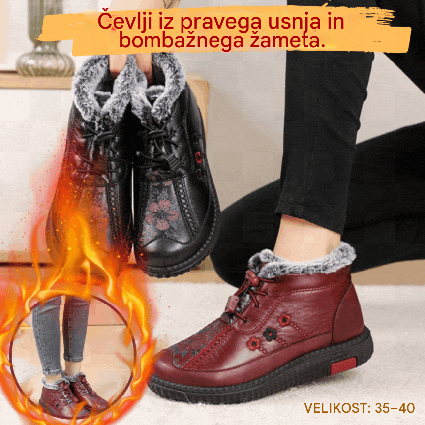 🔥🔥【35-40】Usnjeni zimski škornji s termo podlogo in nedrsečim podplatom za zimo