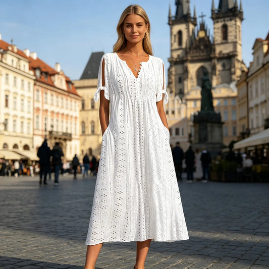 【🏆Nejprodávanější produkty】👗 Jednoduché a jemné jednobarevné šaty
