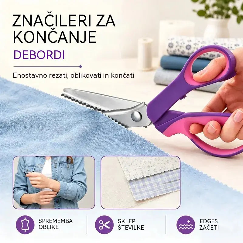 👗✂️ Šivalne škarje z okrasnimi obrobami – posebej zasnovane za cikcak in valovite reze | Popolne za blago, patchwork in DIY projekte