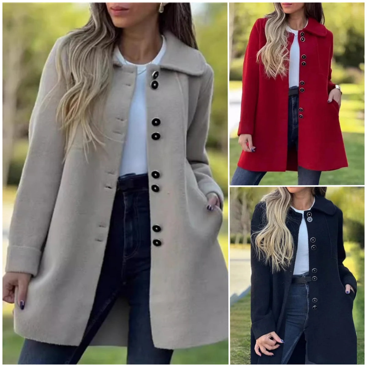 Elegancki wełniany płaszcz damski na zimę 2025 w nowym stylu