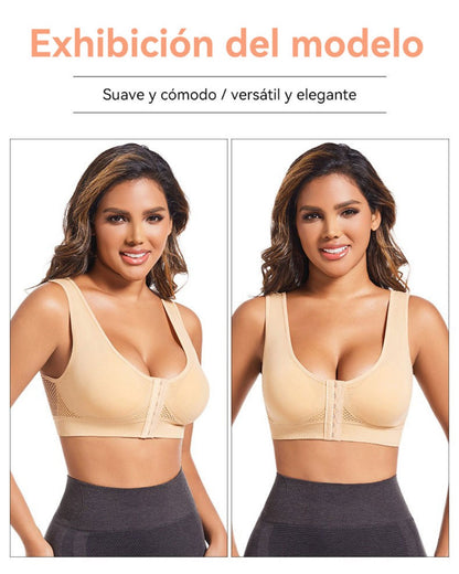 🧘‍♀️👙【Paket 3 kosov】【Veličina S-6XL】Športni modrček z zapenjanjem spredaj, brez kosti, nudi oporo in dobro oporo hrbtu.