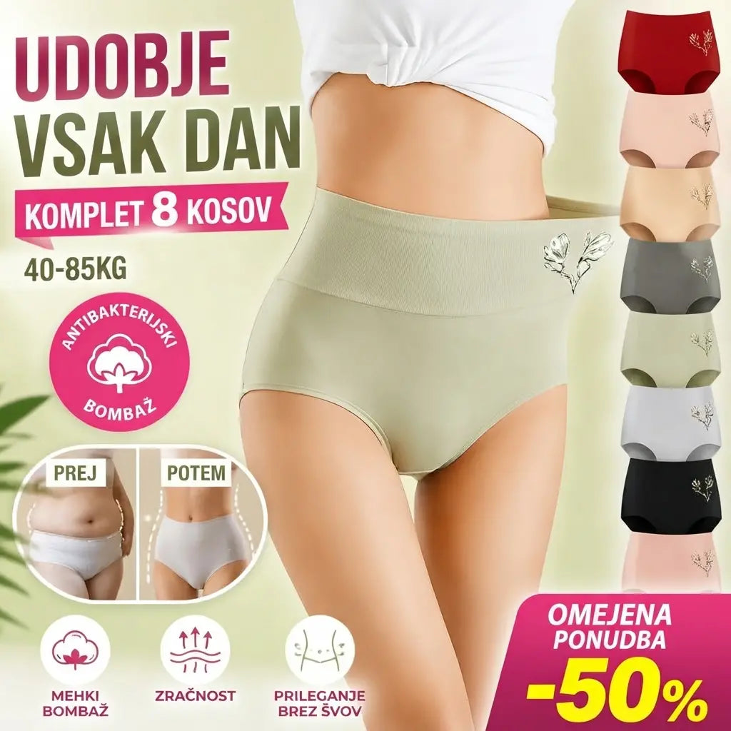 🔥【Paket 8 kosov】[40–85 kg]💟Antibakterijske bombažne hlačke, ki ne puščajo sledi