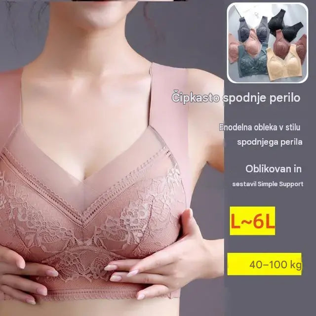 ⭐【Kupite 2, dobite 2 gratis】🔥4 kosov za 25 €【40–110 KG】Udoben brezšivni čipkasti modrček za ženske