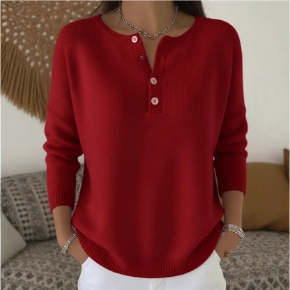 【S-2XL】Ženski enobarvni pulover z V-izrezom, ohlapno in sproščeno