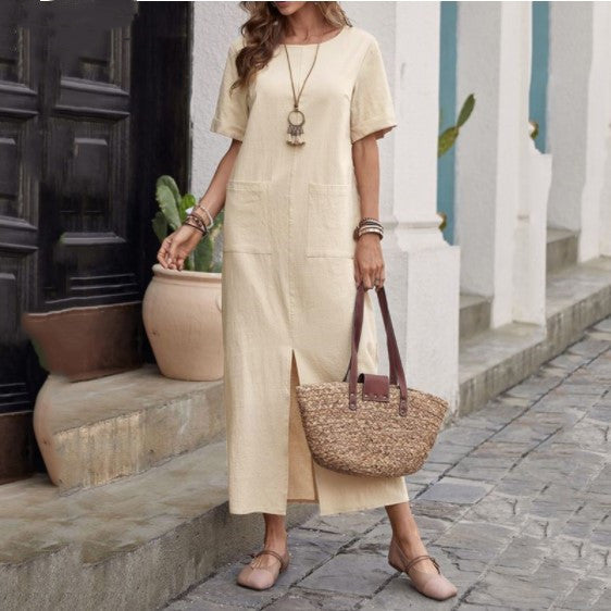 👗💖💖【S-5XL】2026 Új Női Pamutvászon Ruha — Laza Fazon