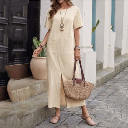 👗💖💖【S-5XL】2026 Új Női Pamutvászon Ruha — Laza Fazon